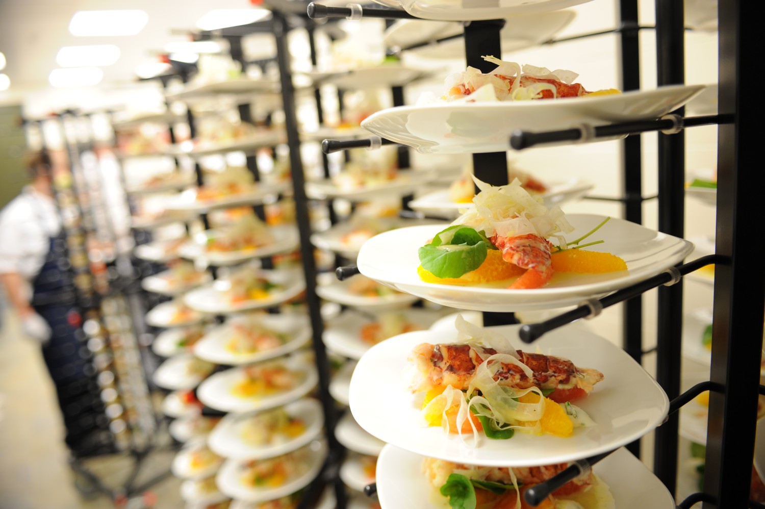 Amway Grand_Food Racks_Banquets_Catering_Plates on Rack_Food on Plates