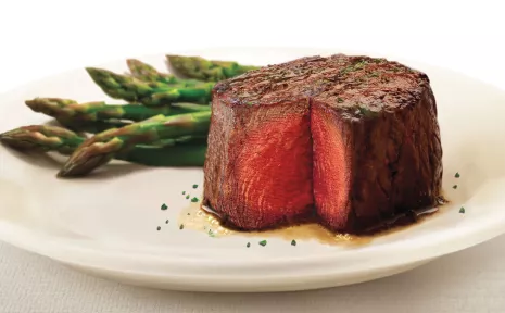 Amway Grand_Ruths Chris Steak House_Steak with Wedge Cut Out_Asparagus