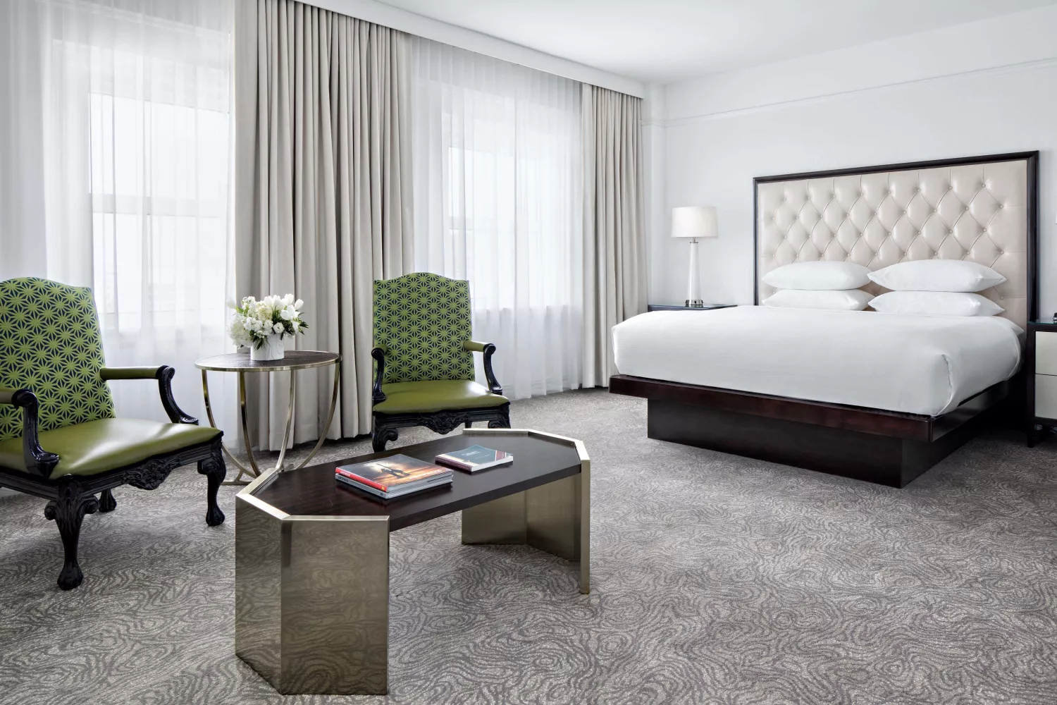 Amway Grand_Superior Suite_King Bed_Tables_Chairs_Windows_Lamps