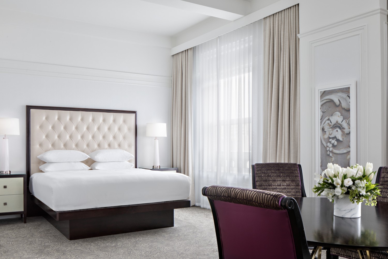 Amway Grand_Junior Suite_Pantlind_King Bed_Tables_Chairs_Window_Lamps
