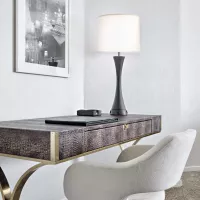 Amway Grand_Guest Room Detail_Desk_Chair_Lamp_Framed Photo